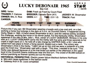 1991 Horse Star Kentucky Derby #91 Lucky Debonair Back